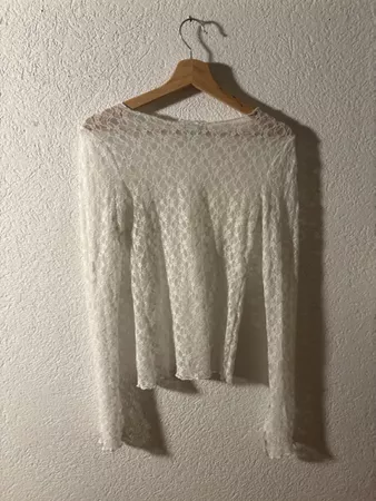 Haut en dentelle blanche Amisu manches longues taille S