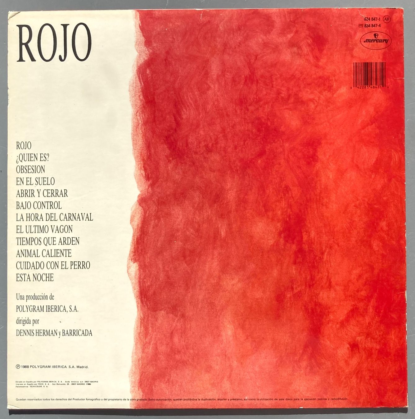 Schallplatten: BARRICADA - ROJO – Gebraucht aus Poliez-Pittet von Newtown-Records 1
