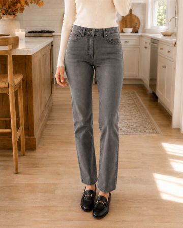 VERO MODA Damen Jeans Grau – Straight Fit – Hochwertig