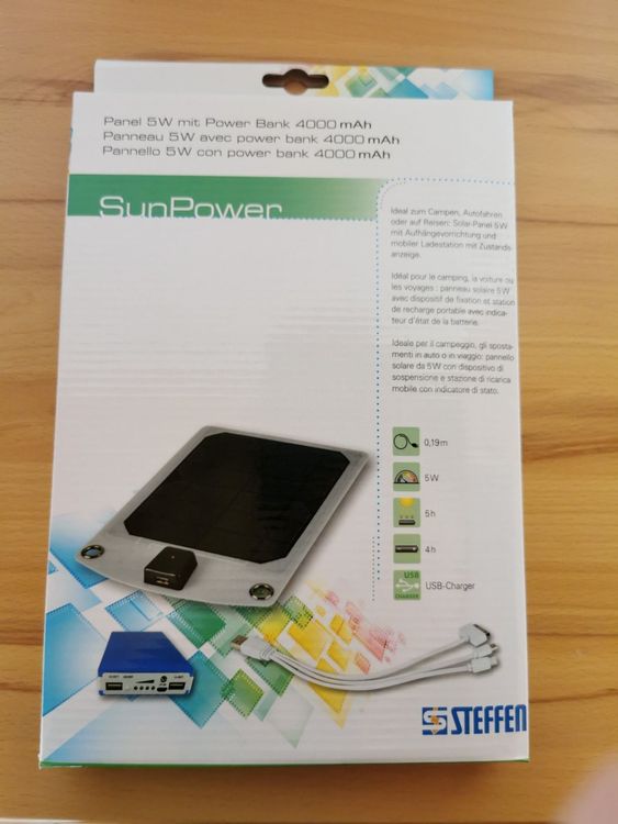 Dispositivi a energia solare: NEUES Solar-Panel  m. Powerbank 4000 mAh, Lagerräumung! – Nuovo e nell'imballaggio originale da Gebenstorf venduto da monschala 3