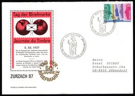 1987_TdB Zurzach, Ausstellungsbrief gelaufen, versigelt