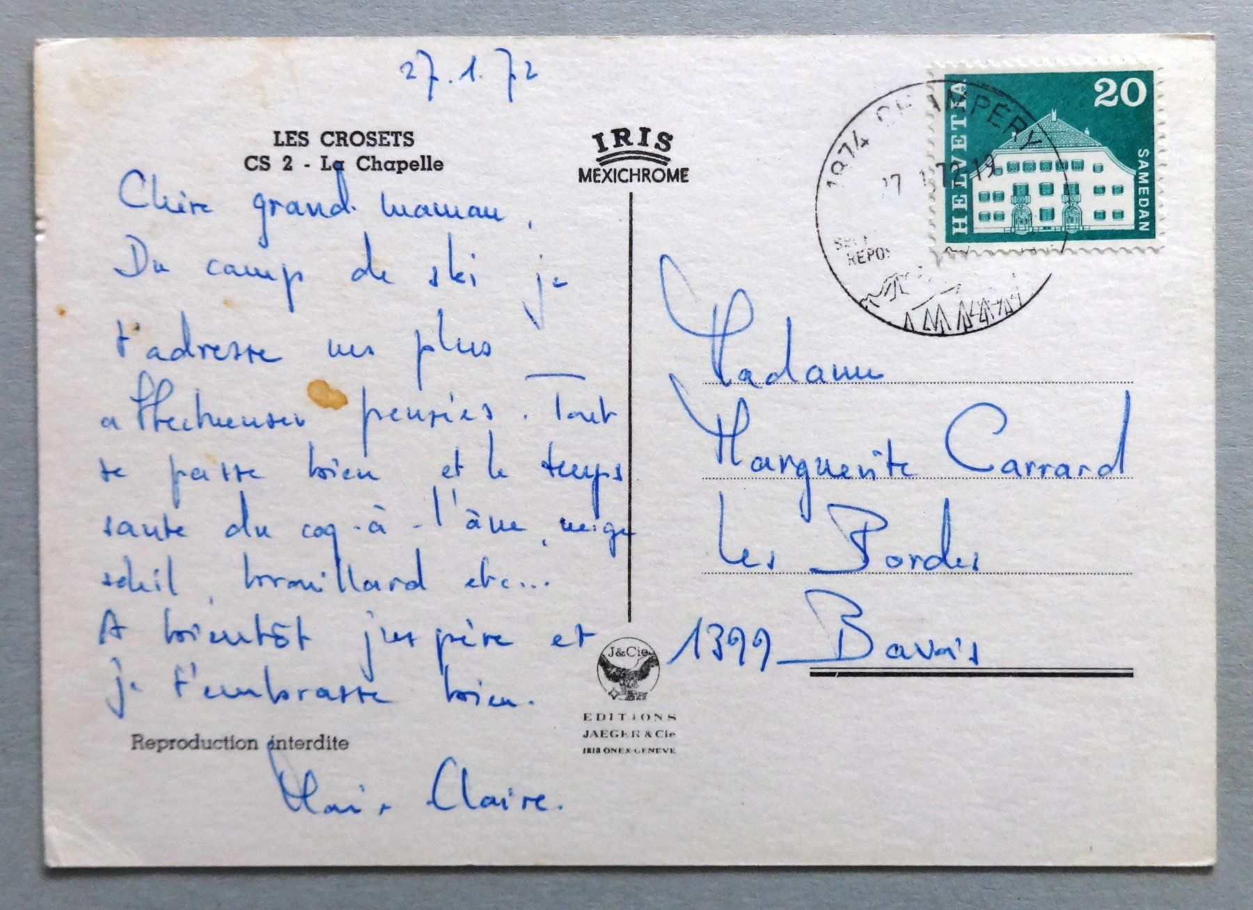 Cartoline postali: Les Crosets - La Chapelle – Difettoso da Fétigny venduto da Billy2miny 1