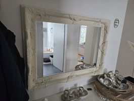 Geschliffener Spiegel mit Verzierungen creme-farben (D1)