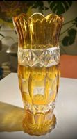 Art Déco Kristallglas Vase – Bernsteingelb / Amber
