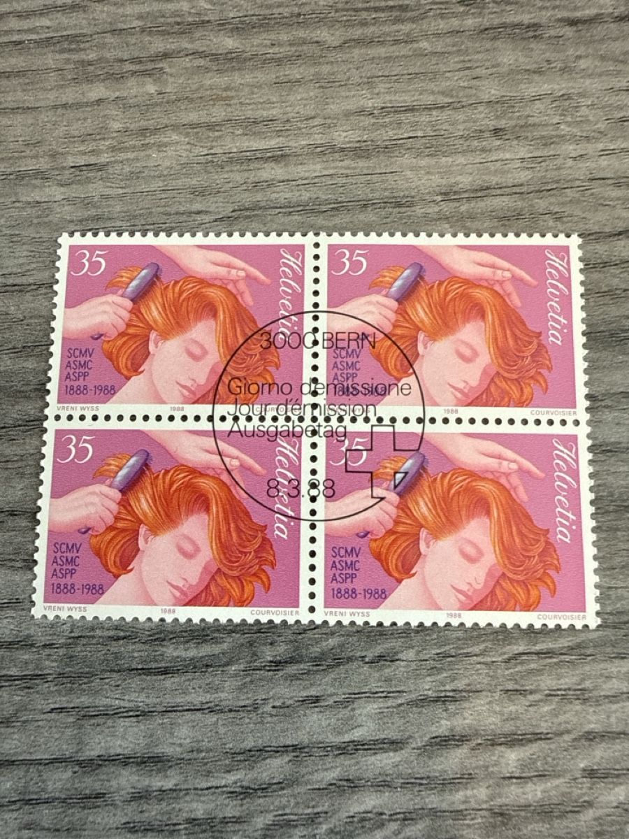 Alle Briefmarken: Schweizer Briefmarken 1988 - Viererblock mit Stempel! – Neu (gemäss Beschreibung) aus Tafers von nicole.ts