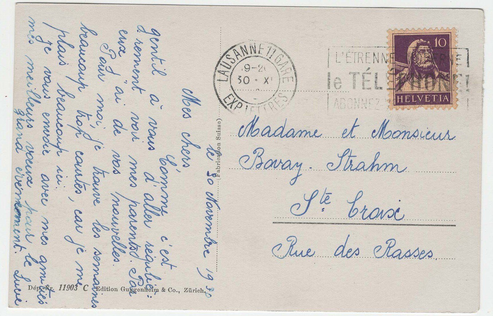 Cartoline postali: La Synagogue Lausanne 1930 – Usato da Winterthur venduto da Wintiwest 1