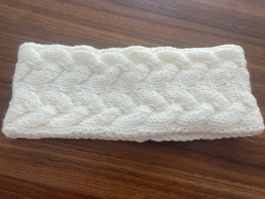 Wie NEU! Stirnband Stricklook gefüttert Creme