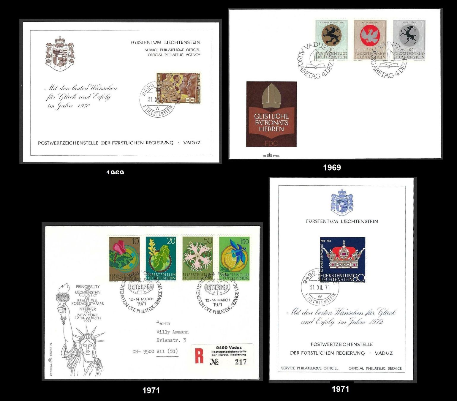 Tutti i francobolli: Liechtenstein 1966 – 1982, 27 Briefe/Karten – Usato da Baar venduto da W47 3