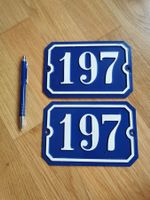 2x Hausnummern 197 Vintage Aluschild blau, Top Zustand