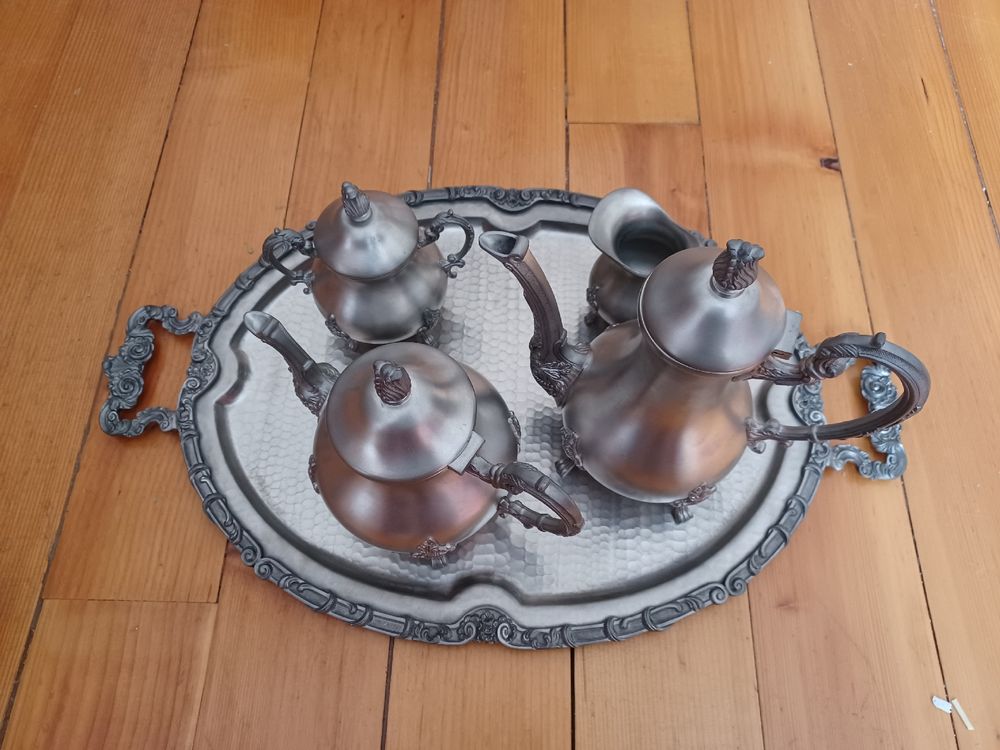 Service et Plateau à Thé et Café en Argent 800, Italie, 1980s, Set de 5