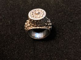 Ethno Ring silberfarben mit Ornamenten gebrauchter Zustand