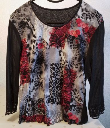 Hochwertiges Shirt rot-grau-schwarz, Animal Print-mix, Gr 36
