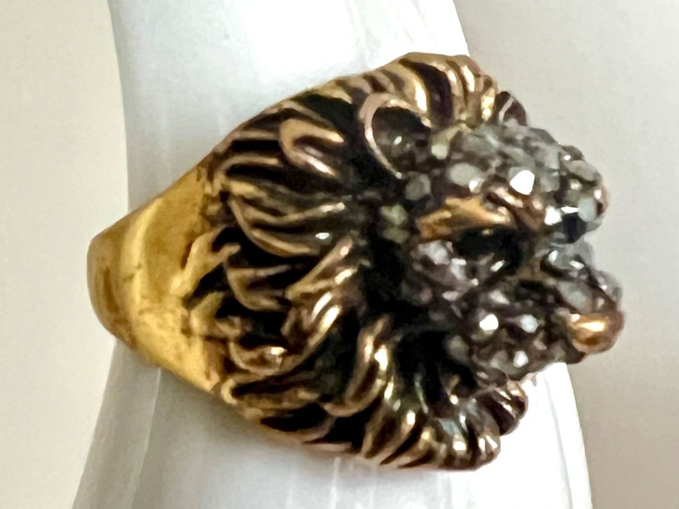 Ringe: Vintage Löwenring Markasiten Bronze Altmessing Statement G53 – Gebraucht aus Ruswil von artbyhand 4