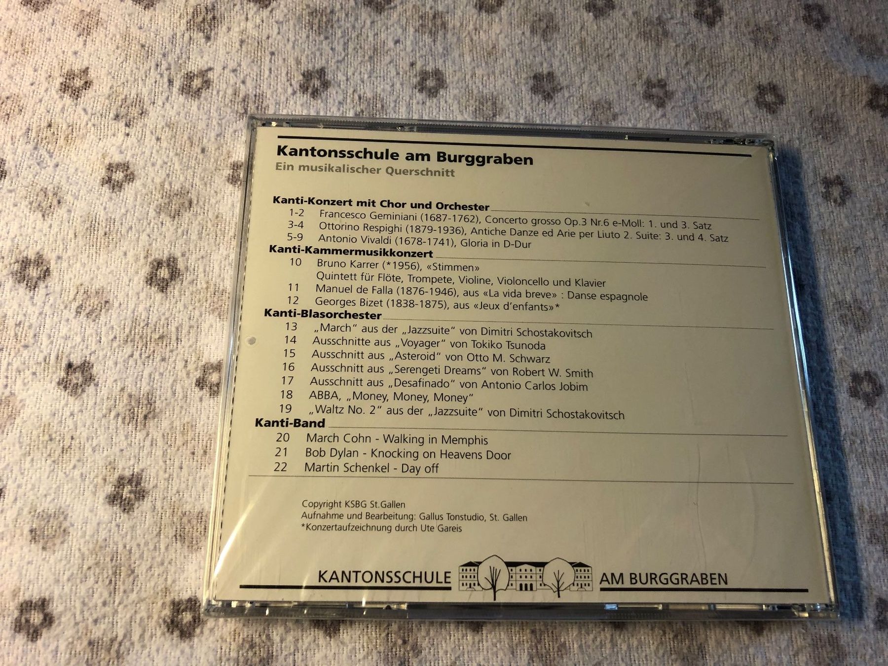 CDs: Kantonsschule am Burggraben St. Gallen - CD 2001 – Neu und originalverpackt aus Schübelbach von Bemafaja 1