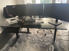 Elektrisch höhenverstellbarer Bürotisch 160 × 80 cm Schwarz