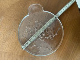 Servierplatte, Glasi Hergiswil, 20cm Dm, 15mm dick