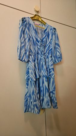 Tunica azzurra a righe poliestere e viscosa tg. M/L