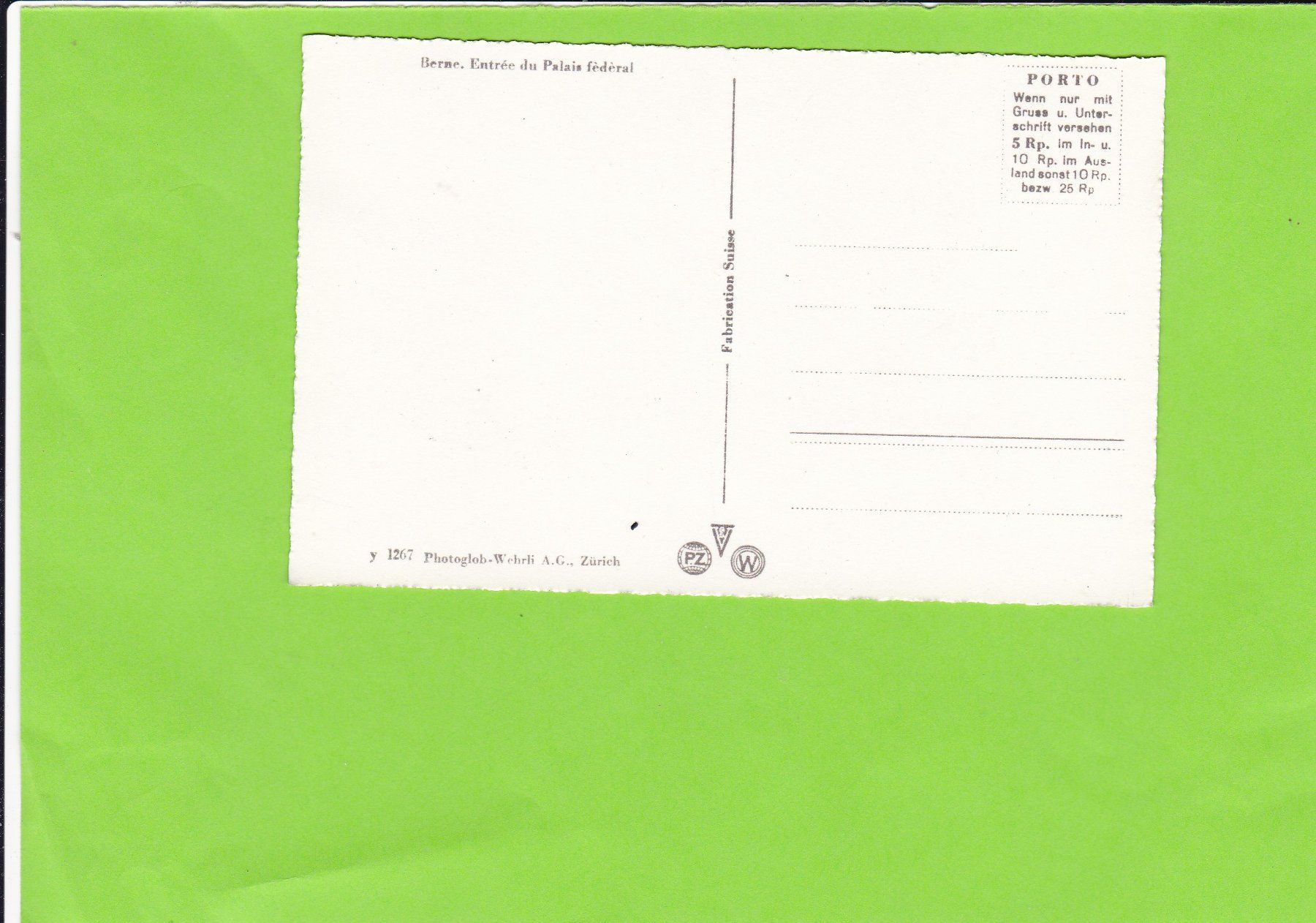 Cartoline postali: Bern-Eingang ins Bundeshaus – Usato da St. Peterzell venduto da neckertal 1