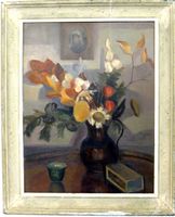Nature morte paysage huile M-L Carrard Clarens Ecole Suisse
