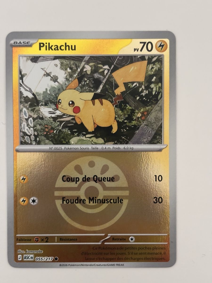 Pokémon Cartes à collectionner: Carte Pokémon PIKACHU asc 055 reverse  – Neuf (Voir description) à lausanne par helderj
