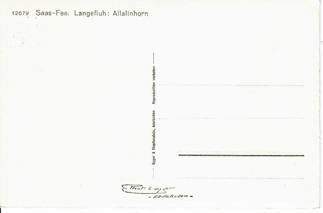 Cartoline postali: Saas Fee - Langefluh – Usato da Hochdorf venduto da Ziegel-16 1