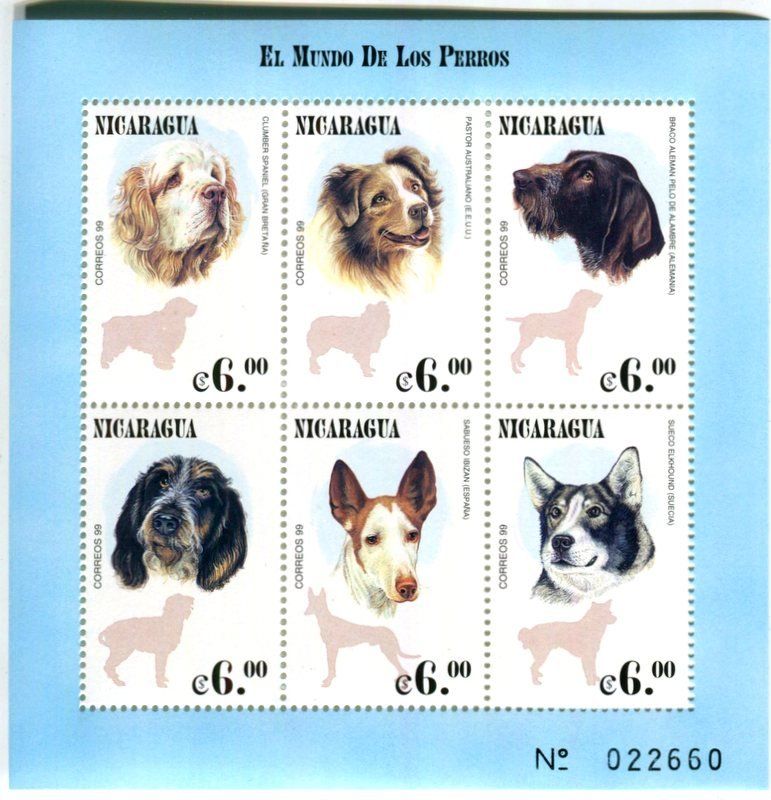 Tutti i francobolli: Block "Hunde". Nicaragua – Nuovo e nell'imballaggio originale da Basel venduto da Butsch5