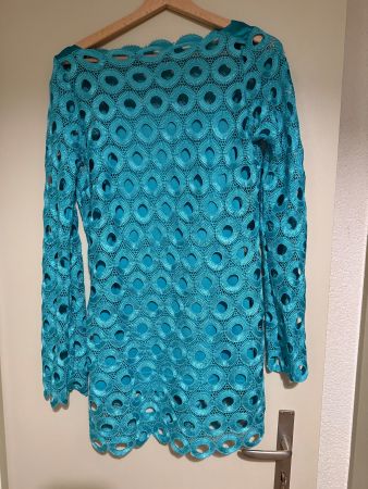 Heine Kleid blau mit Spitzenmuster Grösse 36 gebraucht