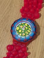 Bunte Swatch Uhr mit Blasenarmband – Sommer Spass 