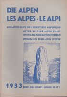 DIE ALPEN LES ALPS LE ALPI Jul 1933 RIVISTA CLUB ALPINO‪ Cas