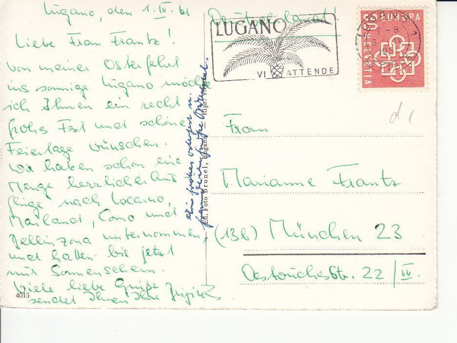 Cartoline postali: Lugano 1961 – Usato da Bürglen TG venduto da StampGraf 1
