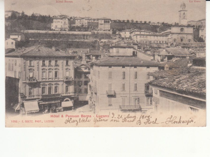 Cartoline postali: Lugano Hotel Berna 1900 – Usato da Bürglen TG venduto da StampGraf