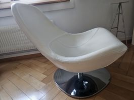 Eleganter Weisser Drehsessel - Kunstleder