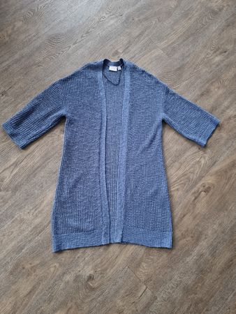 Schicker VILA Strick Cardigan Gr. XS Baumwolle blau Kurzarm