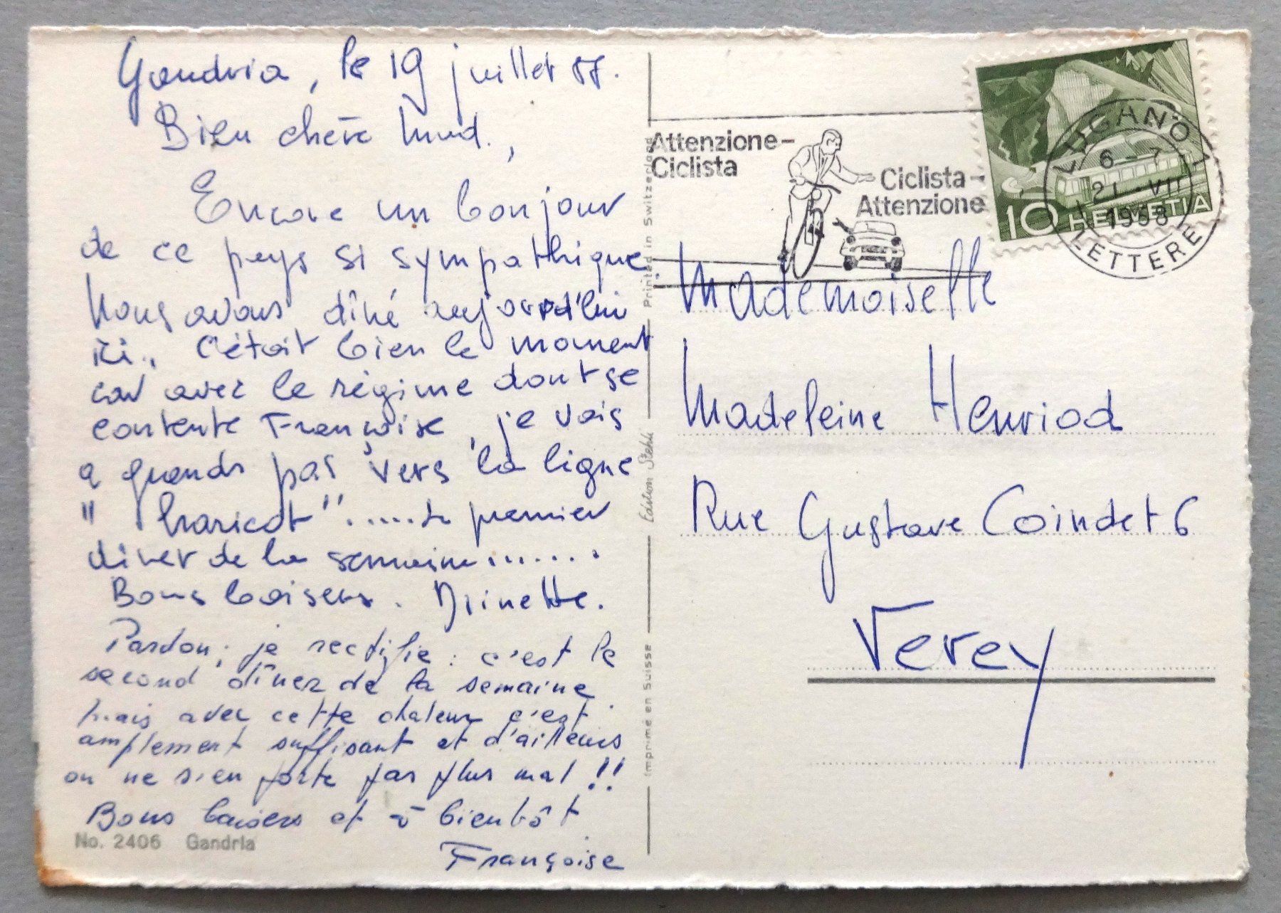 Cartoline postali: Gandria – Usato da Fétigny venduto da Billy2miny 1