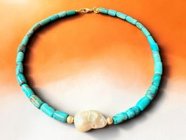 Unikat 💎 Neue Türkis und Barockperle Kette