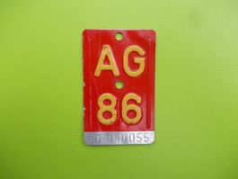 Velonummer / Fahrradnummer AG 86