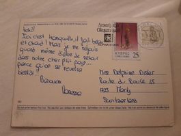 Carte postale vintage de Chypre avec ânes, souvenir d'été!