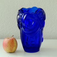 Vase Barolac en verre satiné bleu cobalt, Inwald, 1930-1940s