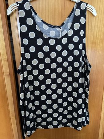 Gudrun Sjöden Top Singö, Grösse XL, Schwarz/Beige Tupfen