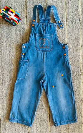 Jeans-Latzhose ELEFANTEN (2/3-Länge), 122/128cm, Baumwolle