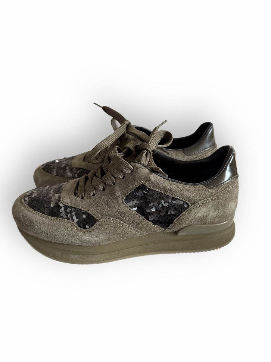 Damenschuhe: Baskets Hogan daim kaki avec sequins – Neu (gemäss Beschreibung) aus Bruson von yoard 2