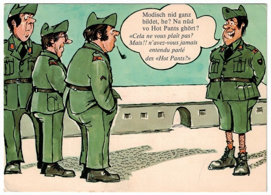Cartoline postali: Militärhumor: Hotpants, Feldpost 1977 – Usato da Frauenfeld venduto da POML