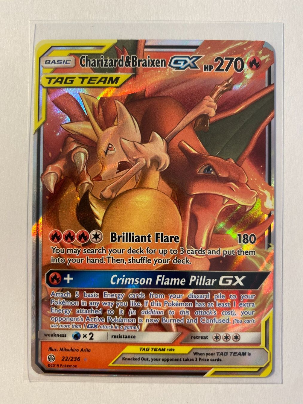 Pokémon Sammelbilder & Trading cards: Pokemon Charizard & Braixen GX 22/236 Cosmic Eclipse EN – Neu (gemäss Beschreibung) aus Weingarten-Kalthäusern von