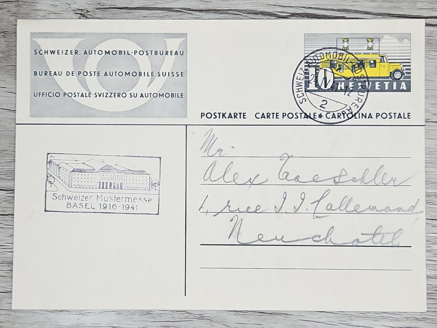 Tutti i francobolli: CL04 Carte Postale + Timbre Suisse 1941 – Usato da Cousset venduto da Patrick_Collections