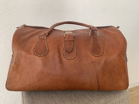 Vintage Ledertasche / Reisetasche echtes Leder  Cognacbraun