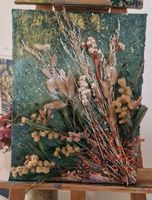 Wall art canvas mixed media dried flowers