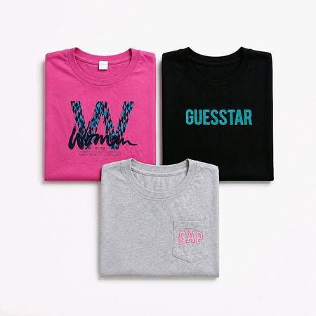 3er-Set Damen T-Shirts: BOSS / GAP / GUESS – Gr. S (M)