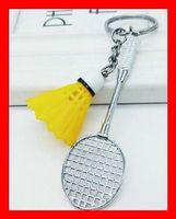 Schlüsselanhänger Badminton GELB YELLOW Racket Federball