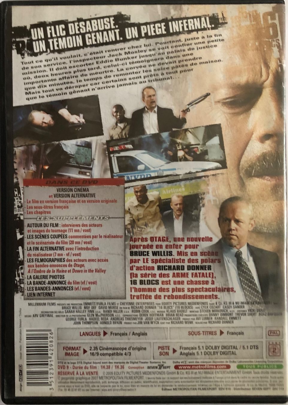 Tutti i DVDs: BRUCE WILLIS / MOS DEF / DAVID MORSE - 16 BLOCS – Usato da Poliez-Pittet venduto da Newtown-Records 1