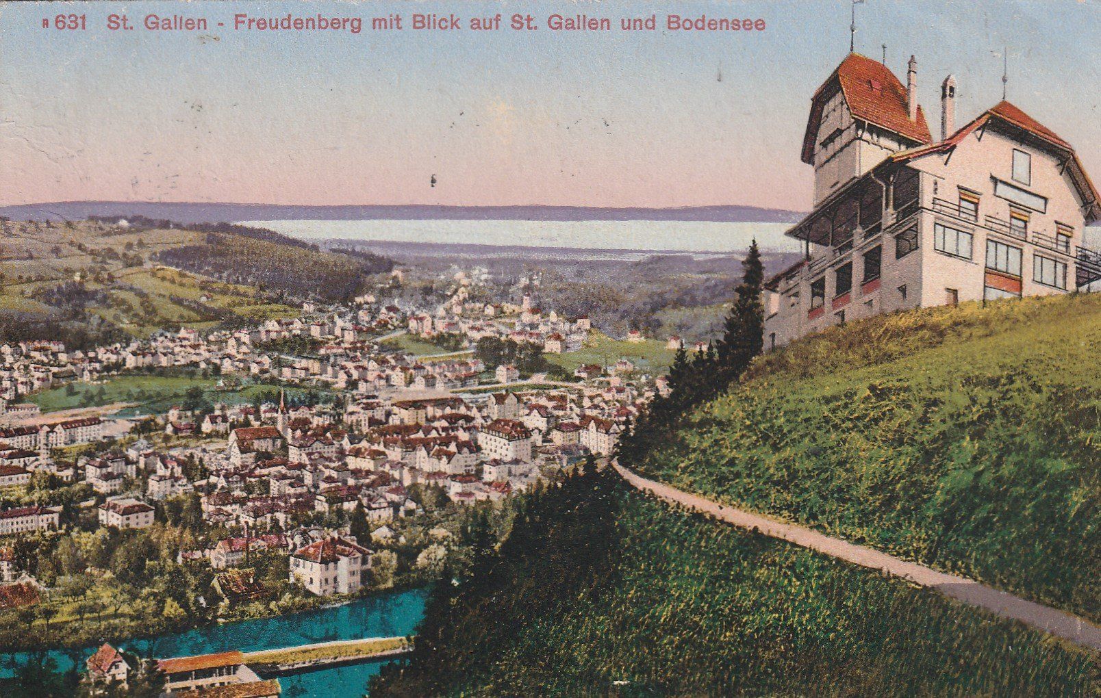 Cartes postales: St.Gallen-Freudenberg  mit Bodensee-1910 – D'occasion à uttwil par Koehlerfred